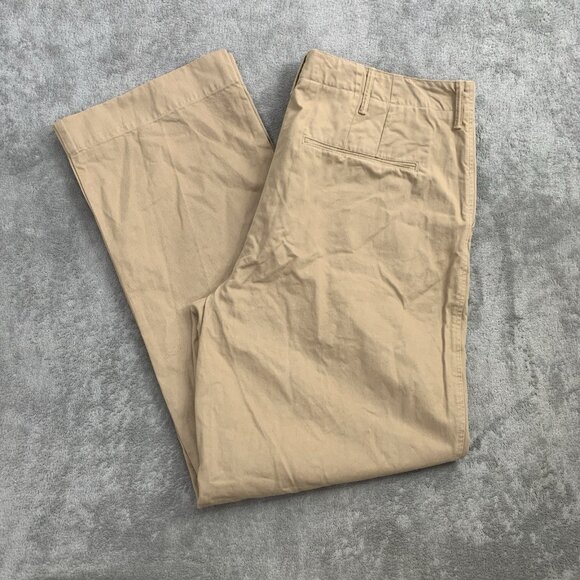 RE/DONE 90s High-Rise Trousers Womens 32 Button Fly Twill Chino Washed Khaki - Picture 1 of 13